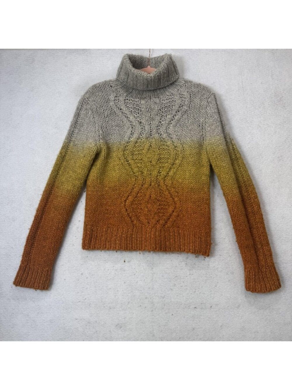 Closed Sweater Womens Medium Brown Ombre Turtleneck Cable Knit Wool Alpaca